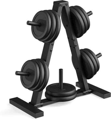 Miniatura 2 de Estante para platos de peso, árbol de pesas, soporte de almacenamiento para gimnasio en casa, soporta 300 libras 1 pulgada negro
