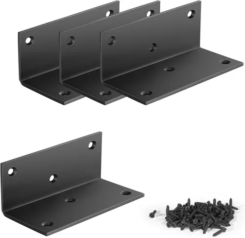 Miniatura 11 de 8 soportes de hierro de ángulo recto de 2.76 pulgadas de largo con tornillos, 2.76 x 1.57 x 1.57 pulgadas, soporte de esquina de 90 grados