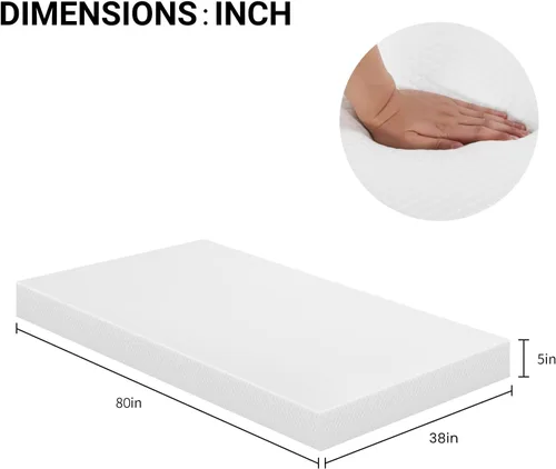 Miniatura 2 de Colchón de espuma viscoelástica de gel de 5 pulgadas, colchón de firmeza media individual XL en una caja para niños y adultos, certificado