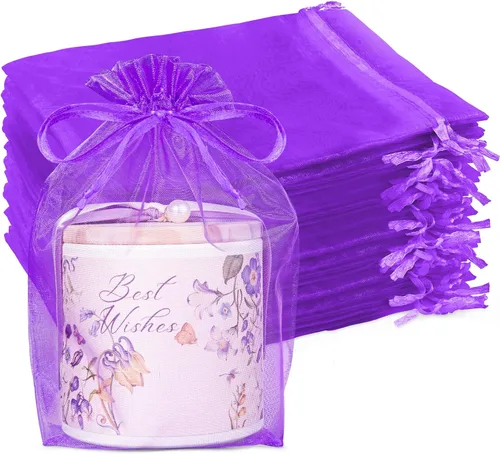Miniatura 9 de Crweety 50 bolsas de organza blanca de 6 x 9 pulgadas, bolsas de regalo de malla grandes con cordón, bolsas de joyería, bolsa de malla con cordón