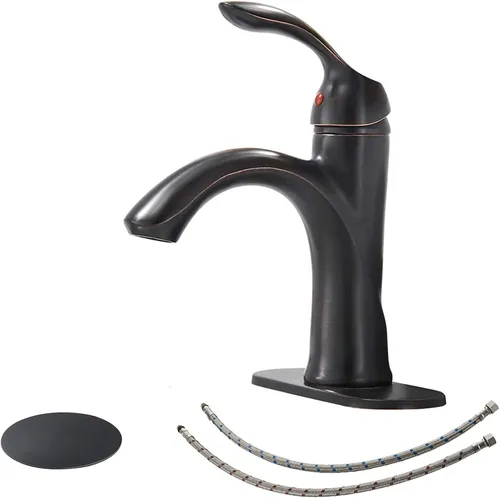Miniatura 10 de BWE Grifo de baño, grifo de fregadero de níquel cepillado con 1 orificio con drenaje desplegable y líneas de suministro para uso doméstico