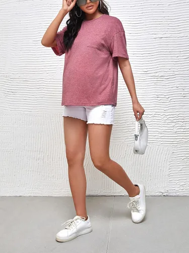 Miniatura 4 de Verdusa Camiseta holgada de manga corta con hombros caídos para mujer