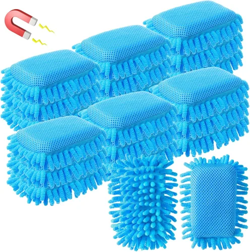 Sherr 24 borradores magnéticos de pizarra blanca, borradores de microfibra, lavables, para pizarra blanca, para tiza, oficina en casa (azul)