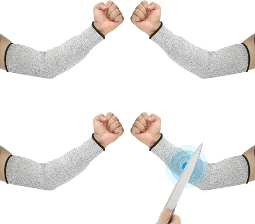 PATIKIL Mangas protectoras de seguridad para brazo resistente a los cortes Mangas de antebrazo Manga HPPE Nivel 5 Protección para piel fina y Gris