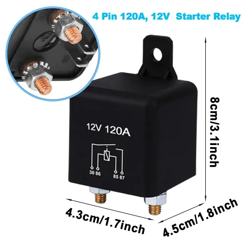 Miniatura 5 de Interruptor de relé de arranque de 12 V, 120 A, 4 pines, interruptor de relé de carga dividida, 4 terminales, relé de control de encendido y apagado