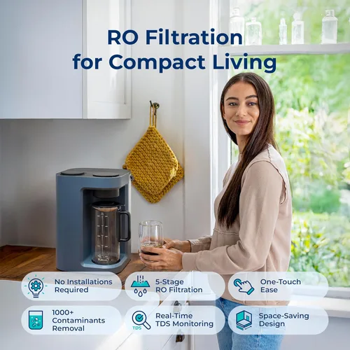 Miniatura 2 de Bluevua RO100ROPOT-LITE Sistema de filtro de agua de ósmosis inversa para encimera, purificación de 5 etapas, proporción de puro a drenado de 3:1