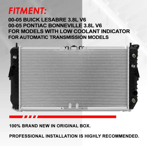 Miniatura 6 de Auto Dynasty Radiador compatible con 00-05 Buick Lesabre Pontiac Bonneville 3.8L V6 AT, DPI 2347 Radiador de enfriamiento de 1 fila estilo fábrica