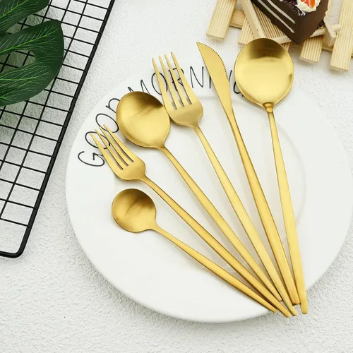 Miniatura 2 de Juego de cubiertos de acero inoxidable de 36 piezas con acabado satinado y mango plano, juego de utensilios de cocina para 6, incluye cuchara