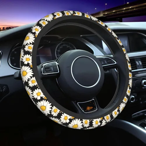 Miniatura 17 de Funda para volante con diseño de vaca, antideslizante, transpirable, absorbente de sudor, adecuada para SUV, camioneta, camión, automóvil