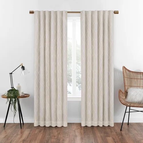 Miniatura 3 de Eclipse Absolute Zero Nora Geo - Cortinas opacas con aislamiento térmico y bolsillo para barra, para dormitorio, panel individual, 50 x 63 pulgadas
