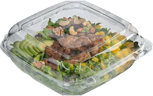 Miniatura 18 de Futura - Recipientes para aperitivos de 5 onzas, 100 recipientes para salsa para microondas, 2 compartimentos, tapa con bisagras, vasos de plástico