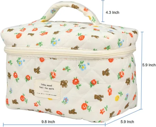 Miniatura 6 de Bolsas de cosméticos para mujer, bonita bolsa de maquillaje floral, organizador de almacenamiento de maquillaje, bolsas de aseo de viaje, bolsas