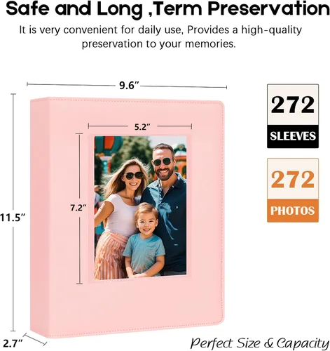 Miniatura 5 de Álbum de fotos de 272 bolsillos de 5 x 7 pulgadas con capacidad para 272 fotos, álbum de fotos de 5 x 7 pulgadas, cubierta de cuero de gran