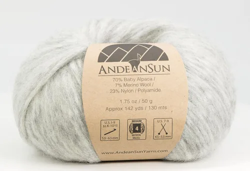 Miniatura 2 de Juego de 3 hilos de lana merino de alpaca bebé [426 yardas en total] gris claro, #4 peinado