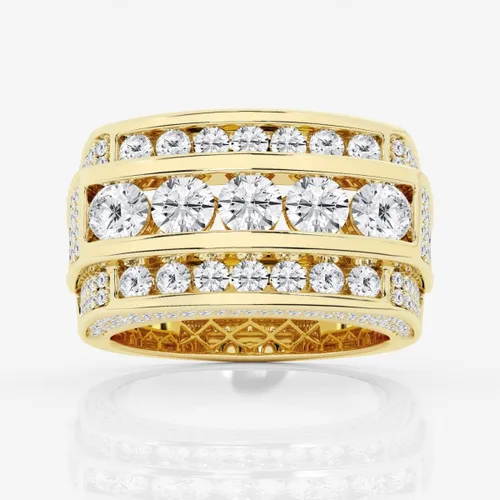 Miniatura 3 de CUSTOMIZE JEWELS 4 13 ctw Round Lab Grown Diamond Men's Multi-Row Rectangular Wedding Band In 14k Gold