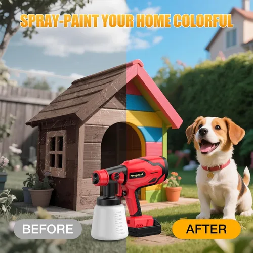 Miniatura 6 de Rociador de pintura para batería Milwaukee 18V - Pistola de espray HVLP de 600W con motor sin escobillas, botella de gran capacidad de 1000ml y 4