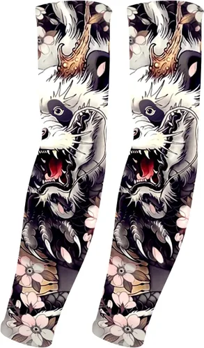 Miniatura 8 de Mangas de protección solar UV para hombres y mujeres, manga de enfriamiento de compresión deportiva UPF 50+, regalo único de manga de tatuaje Dios