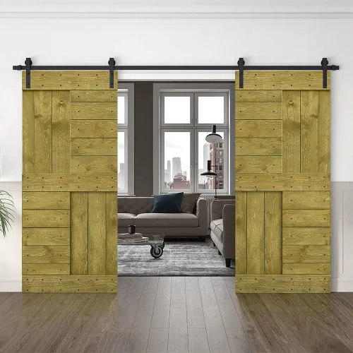 Miniatura 75 de TMS Serie N - Puerta corrediza interior de madera de pino anudada con kit de herrajes deslizantes (32 x 84 pulgadas, blanco)