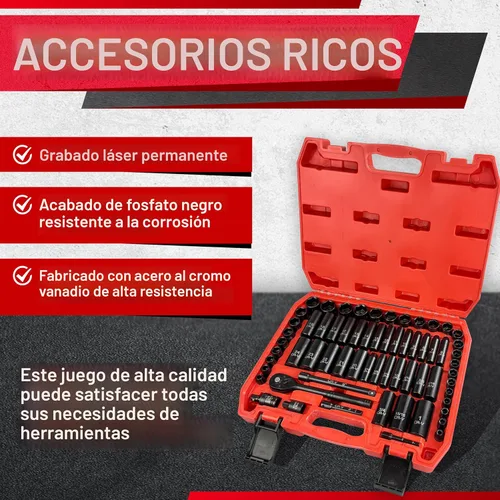 Miniatura 5 de EACELIY Juego de llaves de 64 piezas de 3/8", Juego de llaves de impacto, SAE/métrico, profundo y poco profundo, acero Cr-V, 6 puntas