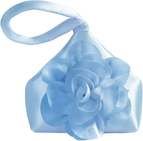 Miniatura 15 de BABEYOND Bolsos de mano para mujer, bolsos de noche de satén con flores, bolso de pulsera elegante para fiestas, uso diario, boda