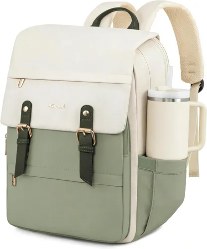 Miniatura 7 de LOVEVOOK Mochila para laptop para mujer, mochila de viaje vintage aprobada por aerolíneas de 15.6 pulgadas, mochila grande para computadora, mochila