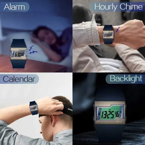 Miniatura 4 de Reloj deportivo digital de 10 ATM, 330 pies, impermeable, para nadar y bucear con luz de fondo, cronómetro, reloj despertador y calendario, Azul