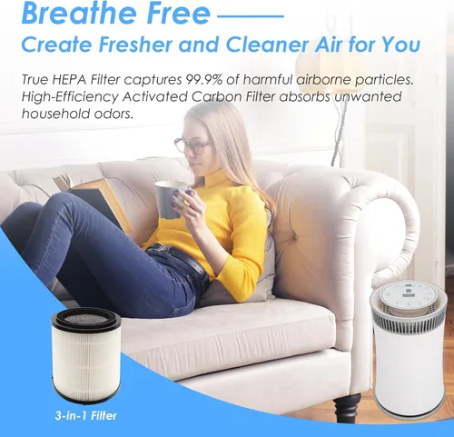 Miniatura 4 de Filtro de repuesto, compatible con el purificador de aire SilverOnyx de 5 velocidades KJ150F-C02, filtración de grado H13 3 en 1, para habitaciones
