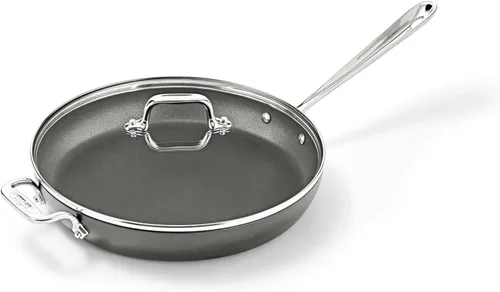 All-Clad E7859664 HA1 Sartén para freír sin PFOA, apto para lavadora de platos, antiadherente, resistente, anodizado, con tapa, 12 pulgadas,