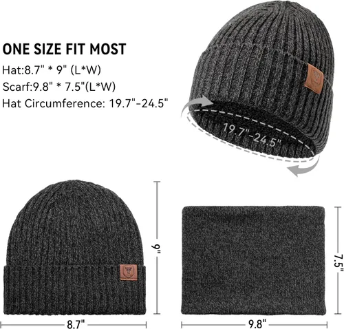 Miniatura 12 de OZERO Juego de 3 piezas de gorro de invierno y bufanda para mujeres y hombres: guantes para pantalla táctil, gorro de punto, calentador de cuello