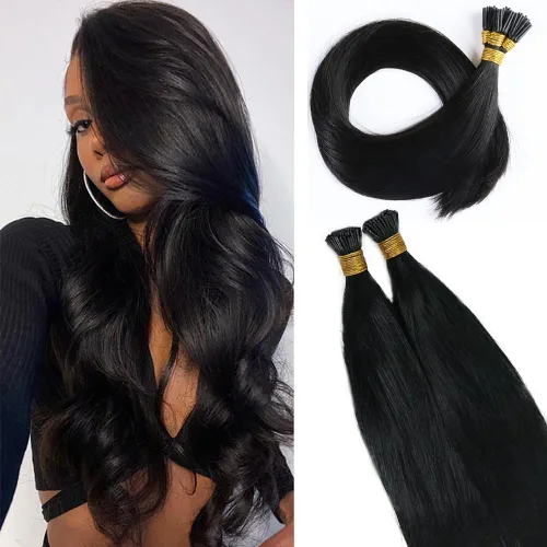 Miniatura 7 de Extensiones de cabello humano ondulado con punta I para mujer, extensiones de cabello Remy con punta de palo de fusión fría, pegamento de queratina
