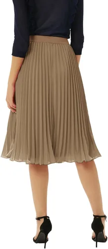 Miniatura 96 de GRACE KARIN - Falda plisada de gasa para mujer, con cintura alta y elástica, vuelo, corte acampanado y longitud por debajo de la rodilla