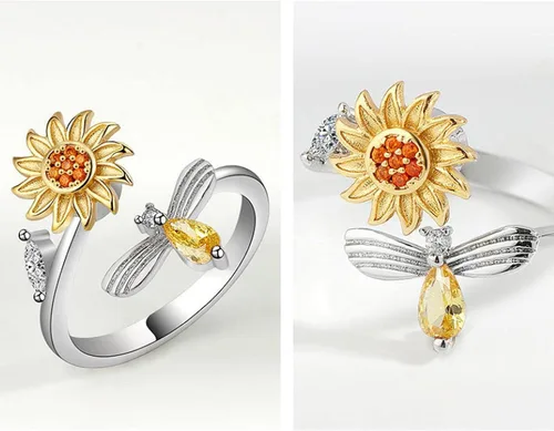 Miniatura 7 de Nuevo anillo giratorio de girasol para mujer