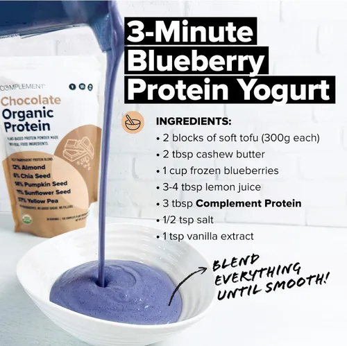 Miniatura 4 de Complement Proteína vegana de chocolate orgánico en polvo (15 porciones) baja en carbohidratos, baja en calorías, sin azúcar, sin soja, sin OMG, sin