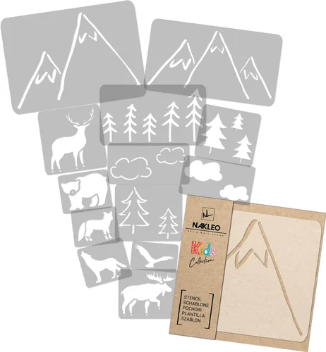 Miniatura 10 de NAKLEO Juego de plantillas de pintura para niños, 14 plantillas de 3.5 x 4.7 pulgadas a 9.1 x 13.4 pulgadas, plantas de otoño, plantillas de dibujo