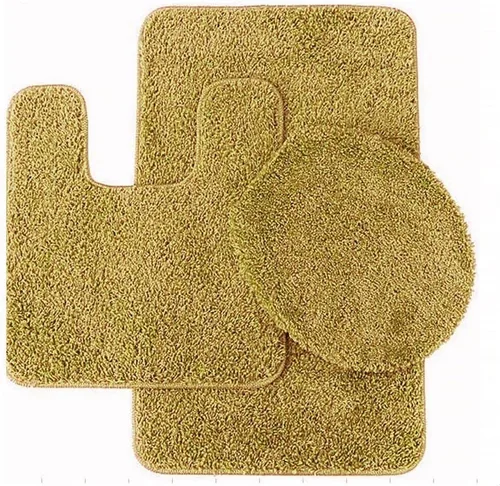 Miniatura 10 de Alfombra de baño #6, tapete de contorno y cubierta de tapa, con respaldo de goma, juego de baño de 3 piezas, colores sólidos surtidos (azul bebé)