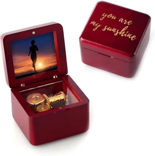 Miniatura 11 de Caja de Música Mini con Marco de Fotos Grabado Láser Caja de Música Vintage de Cuerda, Regalo para el Día de la Madre Día de San Valentín Día