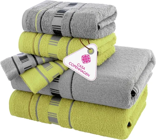 Miniatura 30 de CASA COPENHAGEN Juego de 6 toallas de palomitas de maíz, color azul polvoriento, 21.16 oz/m², 2 toallas de baño, 2 toallas de mano y 2 toallas