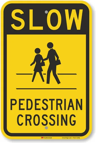 SmartSign Letrero "Slow - Peatón Crossing" | 12 x 18 pulgadas, aluminio reflectante de grado de ingeniero 3M Negro y amarillo