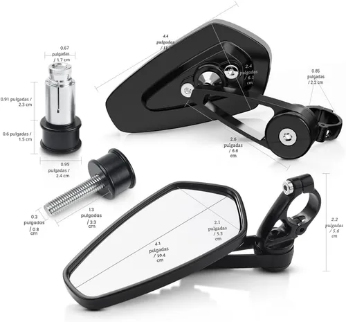 Miniatura 6 de MICTUNING Espejos para motocicleta – Espejos retrovisores de extremo de barra de 2,22 cm compatibles con la mayoría de Honda Grom, Yamaha, Kawasaki