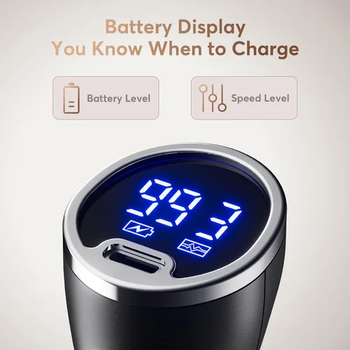 Miniatura 3 de FoodVille MF06 Espumador de leche recargable de 1800 Mah con 9 velocidades y 3 espumadores, pantalla LED, soporte de almacenamiento, para espuma