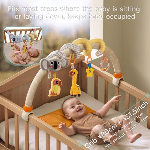 Miniatura 5 de TUMAMA Juguetes en espiral 2 en 1 para asiento de coche Arco Juguetes para cochecito bebé Juguetes colgantes con clip Ajustable Desmontable Juguetes