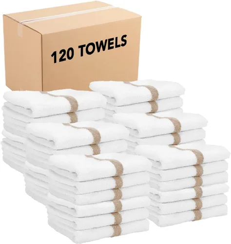 Miniatura 28 de Arkwright - Paquete de 6 toallas blancas de baño para gimnasio, 100 % algodón, suaves, de secado rápido, absorbentes del sudor, toallas de calidad