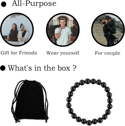 Miniatura 4 de Ouubuuy Pulsera elástica de cuentas de piedra natural de 0.315in para hombres y mujeres, pulseras de cuentas de piedras preciosas de cristal curativo
