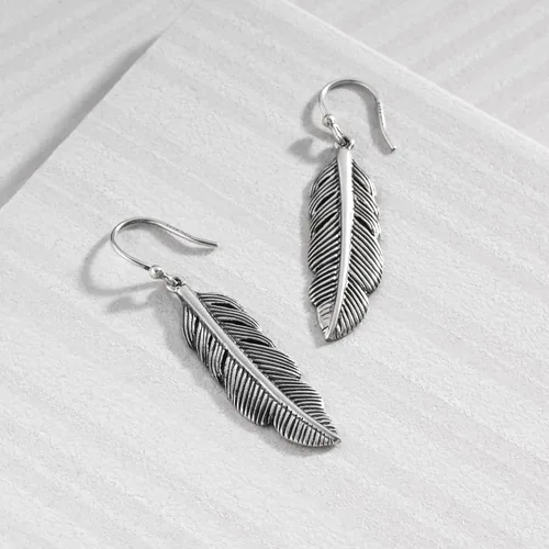 Miniatura 6 de Silpada Pendientes colgantes 'pluma grabada' en plata de ley, Plata de ley Turquesa Coral, Sin piedra no conocido