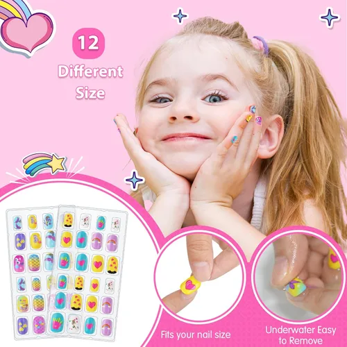 Miniatura 8 de Juego de esmaltes de uñas para niñas, kit de arte de uñas para niños de 7 a 12 años, salón de uñas todo en uno con secador de uñas y uñas postizas a