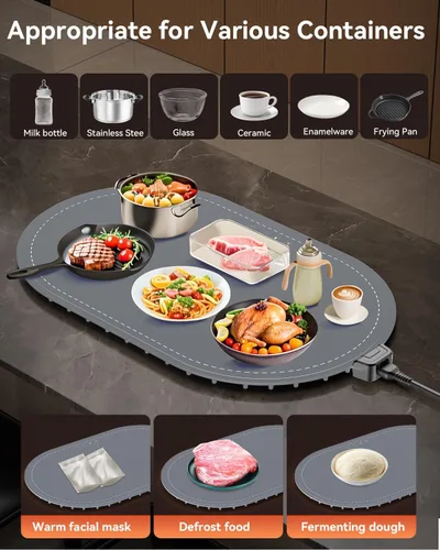 Miniatura 6 de Tapete de calentamiento para alimentos con almohadilla resistente al calor (24 x 15 pulgadas), tapete de calentamiento de alimentos para encimera
