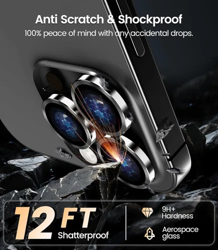 Miniatura 4 de iGluz Paquete de 2 protectores de lente de cámara antirreflejos para iPhone 15 Pro/15 Pro Max, vidrio templado ultrafino antivaho con bandeja
