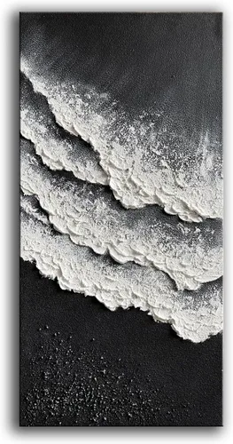 Miniatura 10 de YaSheng Art - Arte abstracto de 24 x 48 pulgadas, pinturas al óleo sobre lienzo, arte abstracto de plata gruesa, arte moderno para decoración