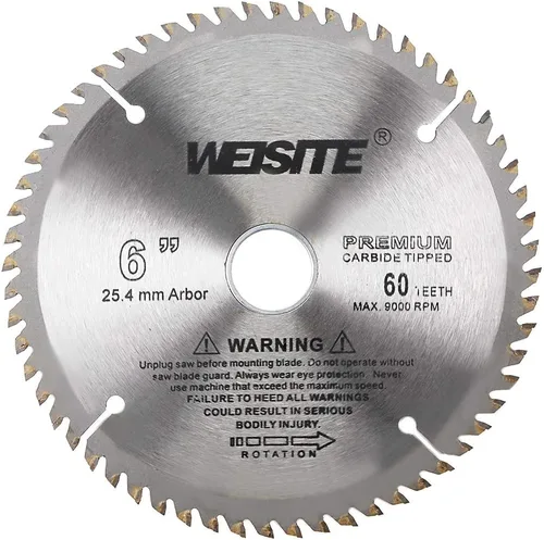 Miniatura 6 de uxcell Hoja de sierra circular de 6", eje 40T de 1" con anillo de 7/8", sierra de corte con punta de carburo TCT de madera