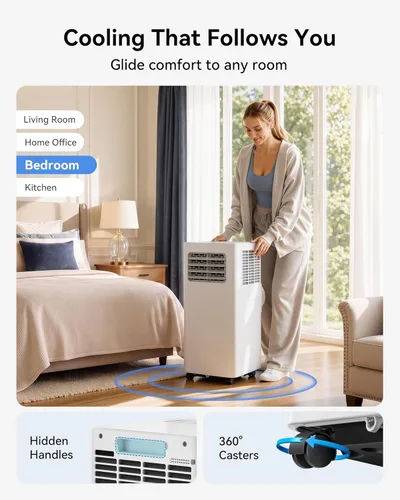 Miniatura 8 de Feelfunn Aire acondicionado portátil de 8000 BTU, 3 en 1, enfría 350 pies cuadrados, CA silenciosa con ventilador y deshumidificador, pantalla LED